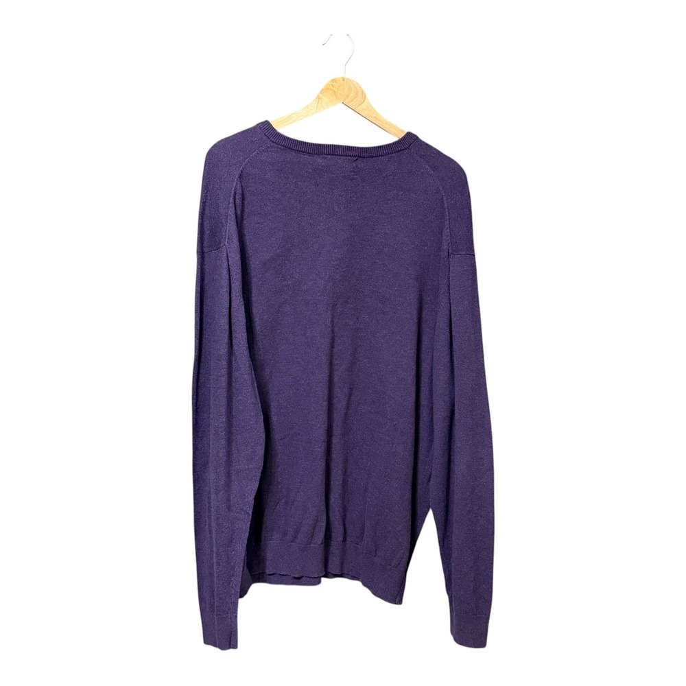 Alan Flusser Mens XXL Purple Cotton Silk Cashmere VNeck Knit Sweater Long Sleeve - Picture 2 of 5